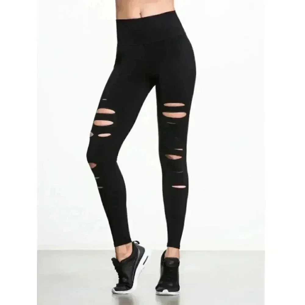 ALO‎ YOGA High-Waist Ripped Warrior Legging Black